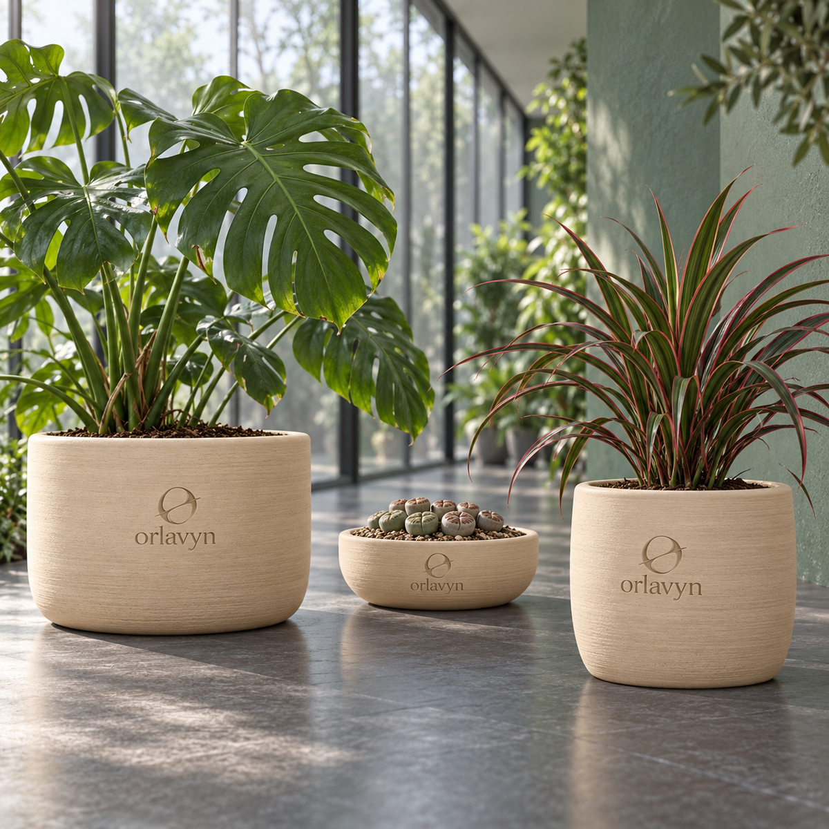 Orlavyn® Sand Beige Trio Modular Planter