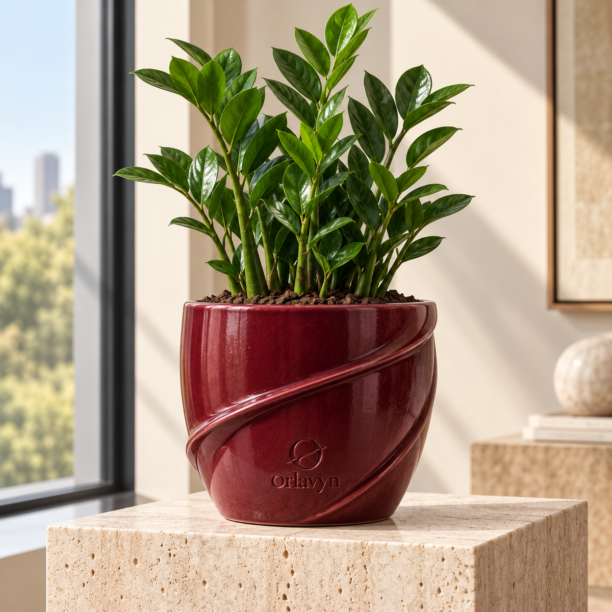Orlavyn® Burgundy Spiral Form Planter