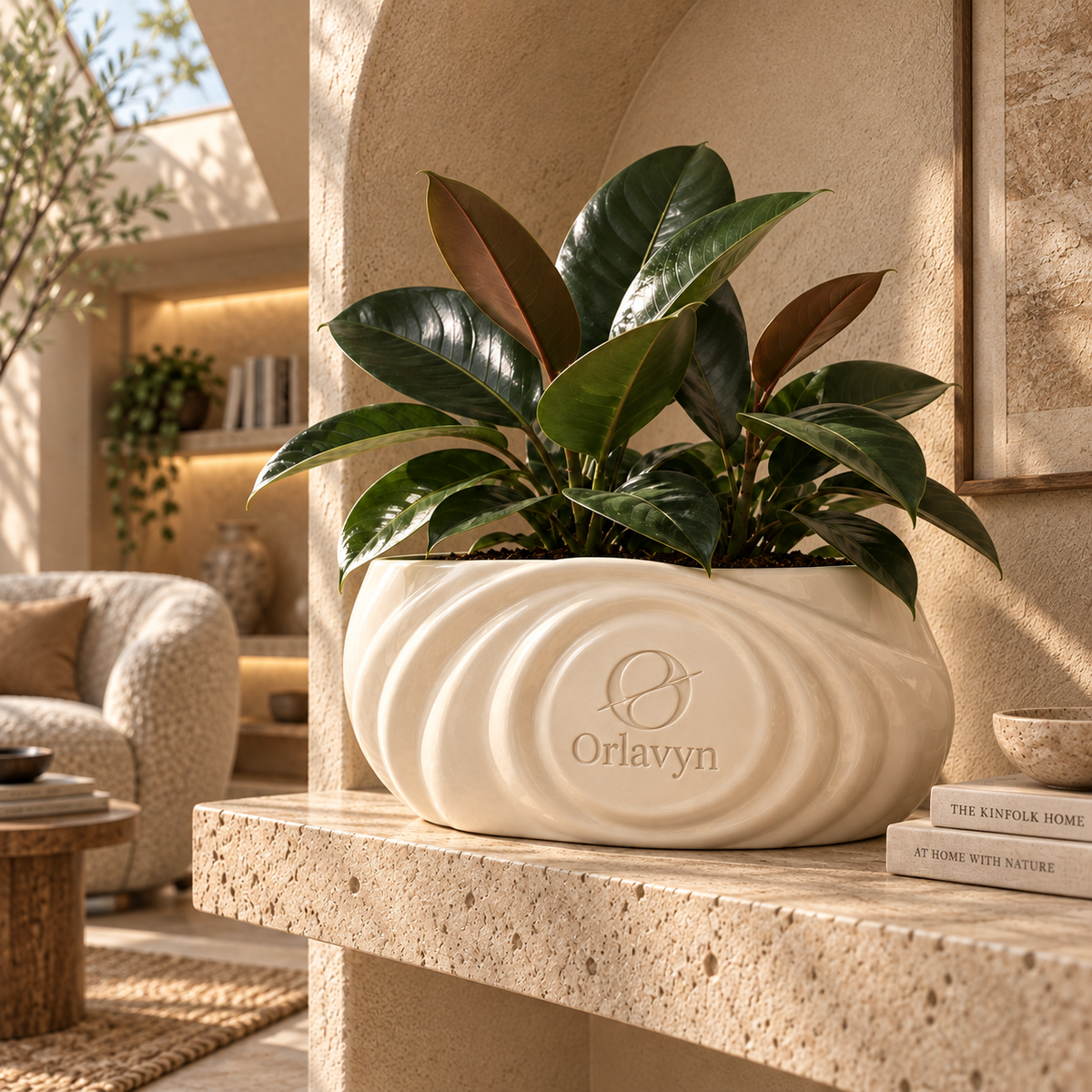 Orlavyn® Warm Ivory Still Ripple Planter