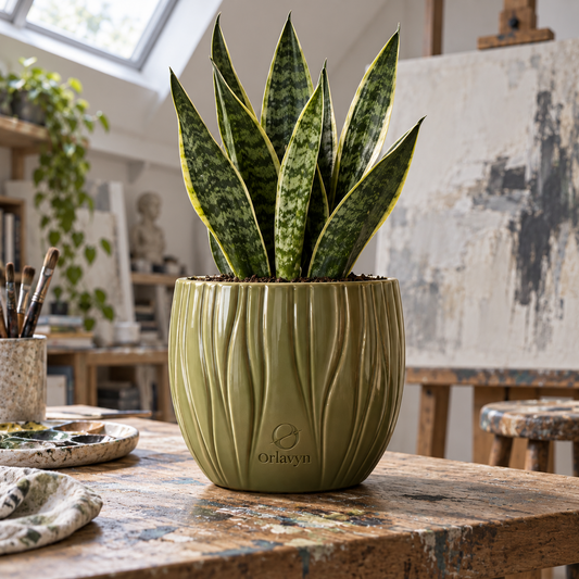 Orlavyn® Olive Green Flow Rib Planter