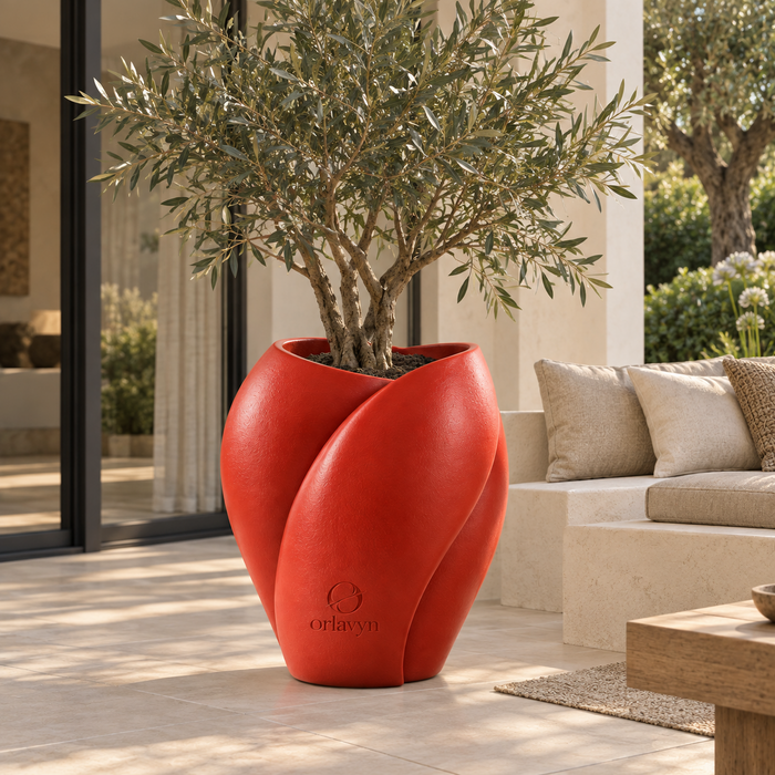 Orlavyn® Tomato Red Statement Sculptural Planter