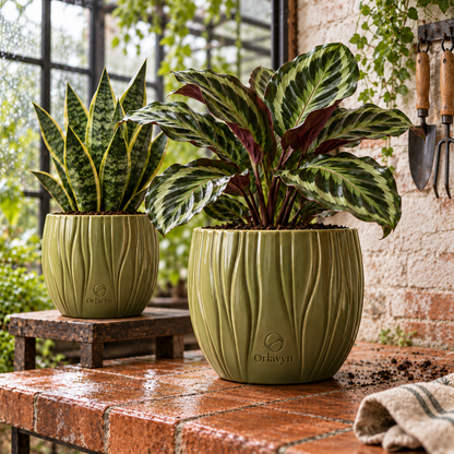 Orlavyn® Olive Green Flow Rib Planter