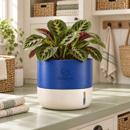Orlavyn® Cobalt Blue & Warm Ivory Dual-Tone Self-Watering Planter