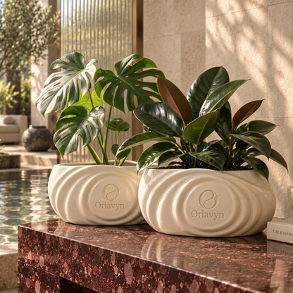 Orlavyn® Warm Ivory Still Ripple Planter